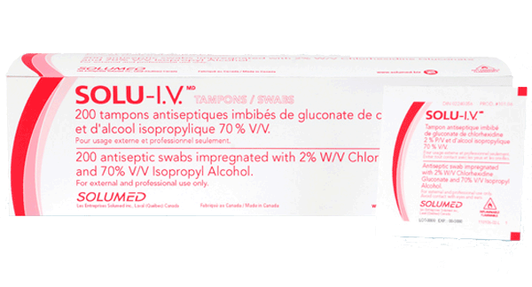 SOLU-I.V. 2% CHLORHEXIDINE GLUCONATE 70% ALCOHOL SMALL SWABS