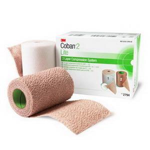 BX/1 (2/RL) COBAN 2 LAYER LITE COMPRESSION SYSTEM 30-35MMHG ROLL 1: COMFORT LAYER 4" x 2.9yd UNSTRETCHED ROLL 2: COMPRESSION LAYER 4" x 5.1yd STRETCHED LATEX-FREE TAN - Save On Medical