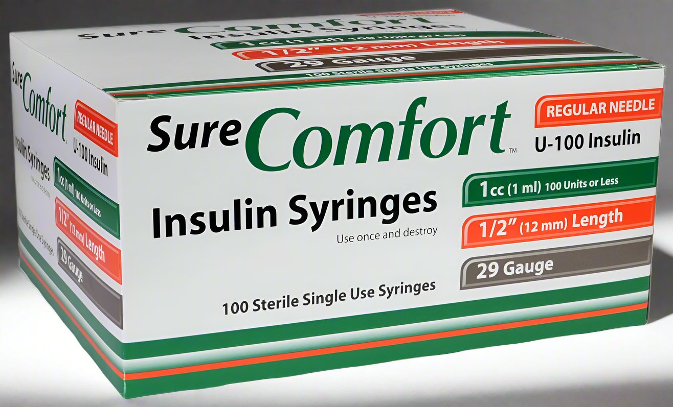 BX/100 Sure Comfort Insulin Syringe 29G, 1/2in, 1cc