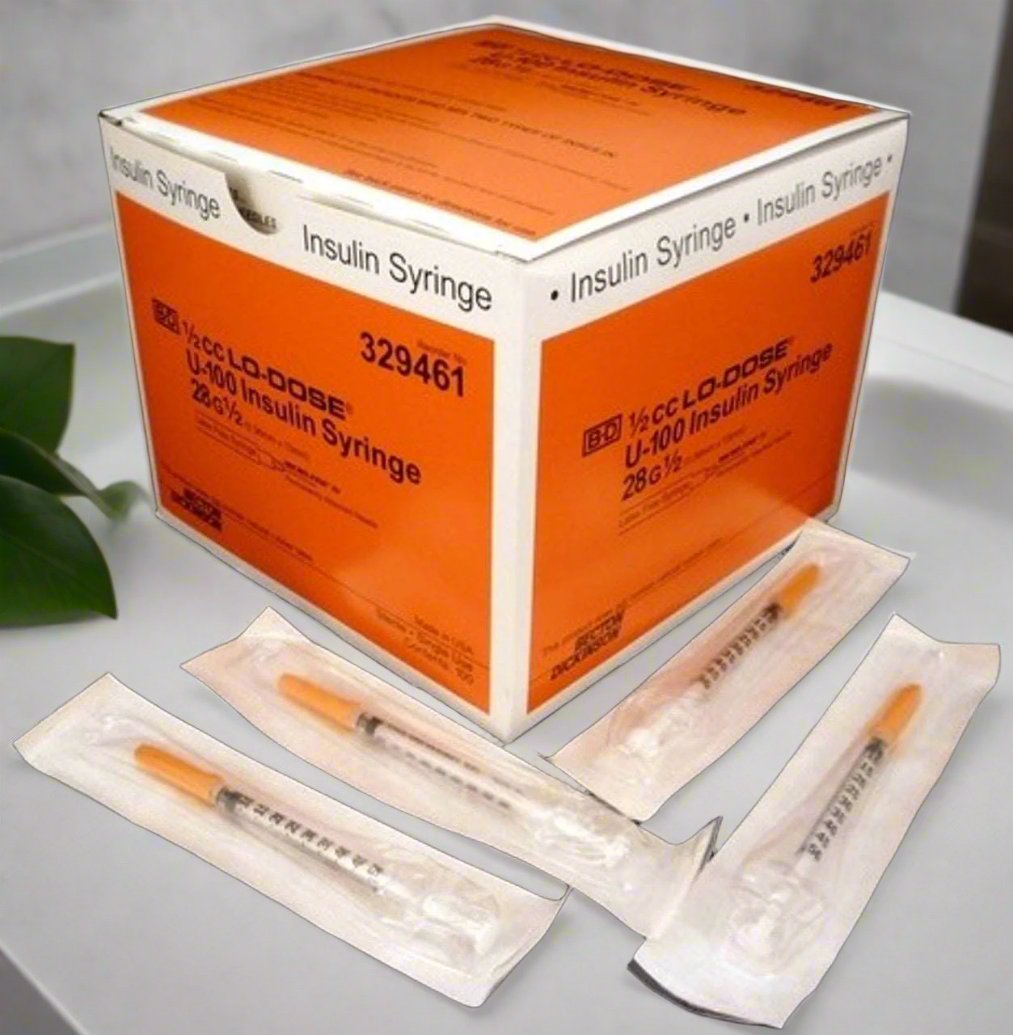 BD 329461 Insulin Syringe with 28G Needle, 0.5cc - 100/Box