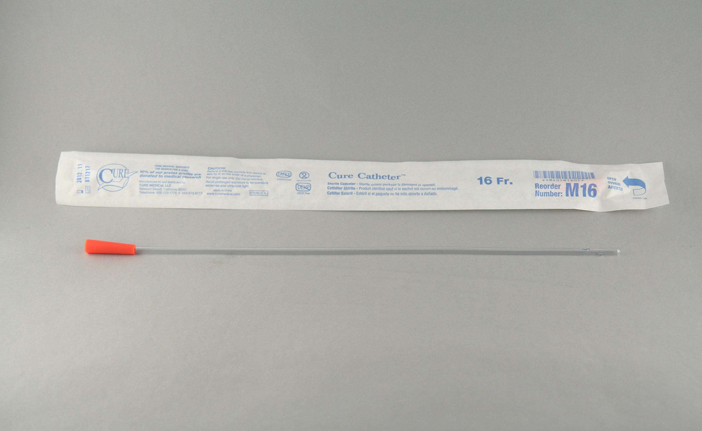 BX/30 CURE INTERMITTENT CATH MALE 16FR 16IN STRAIGHT TIP - Save On Medical