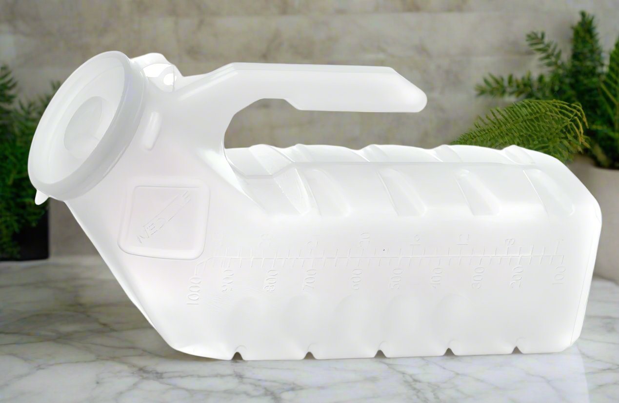 Deluxe Translucent Male Urinal with Lid - Single User - Save On Medical