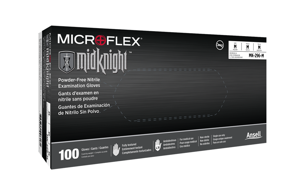 BX/100 MIDKNIGHT BLACK NITRILE GLOVES 4.7MIL, 9.6" CUFF