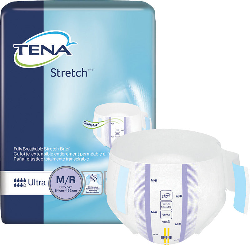 CS/2PKG (36/PKG) TENA STRETCH ULTRA BRIEF, MEDIUM/REGULAR SIZE 33IN-52IN - Save On Medical
