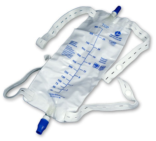 EA/1 LEG BAG, SIZE MEDIUM 600ML WITH ONE WAY VALVE,TWO LATEX STRAPS FOR SECURING BAG TO LEG - Save On Medical