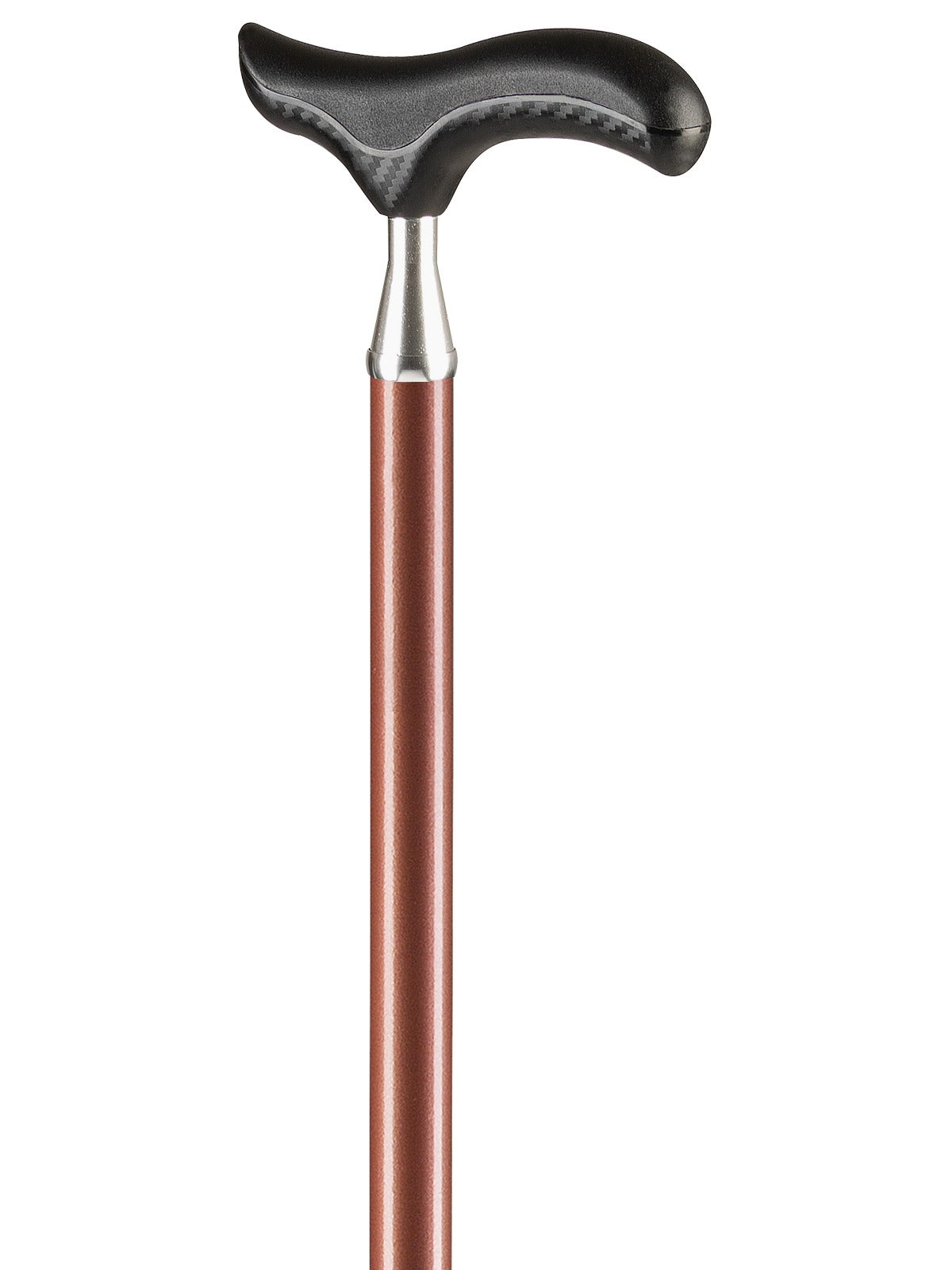 Walking stick-Derby soft grip in carbon look-chrome ring - Save On Medical