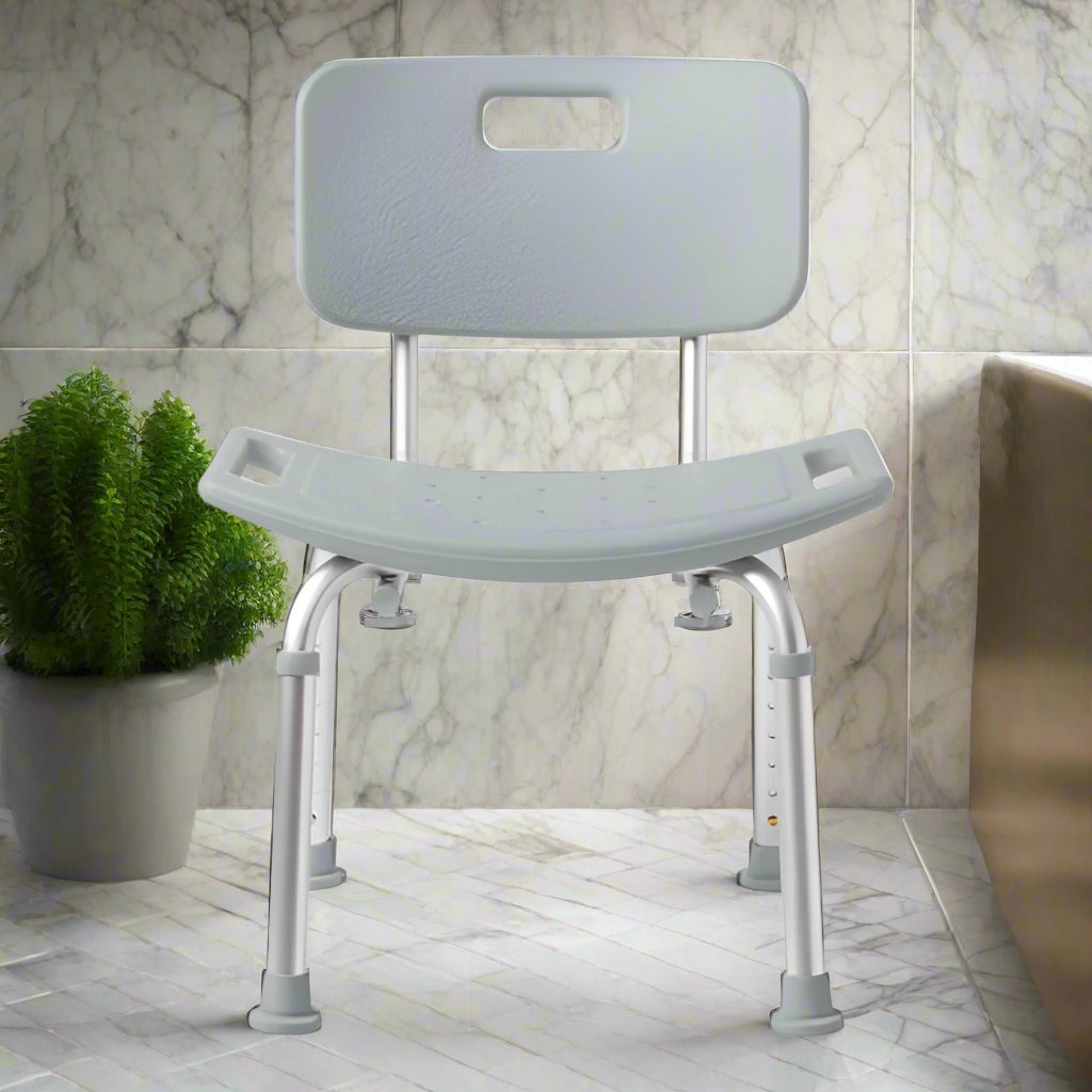 Aluminum Bath Bench with Back, 400lb Capacity Gray G2-101KX1 - Save On Medical