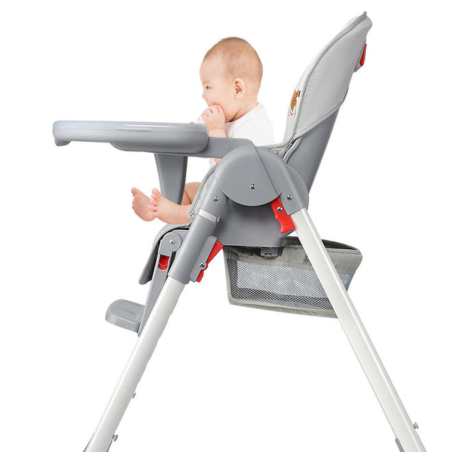 Baby High Chair, Foldable Dining Booster Seat With Storage Basket, Adjustable Height