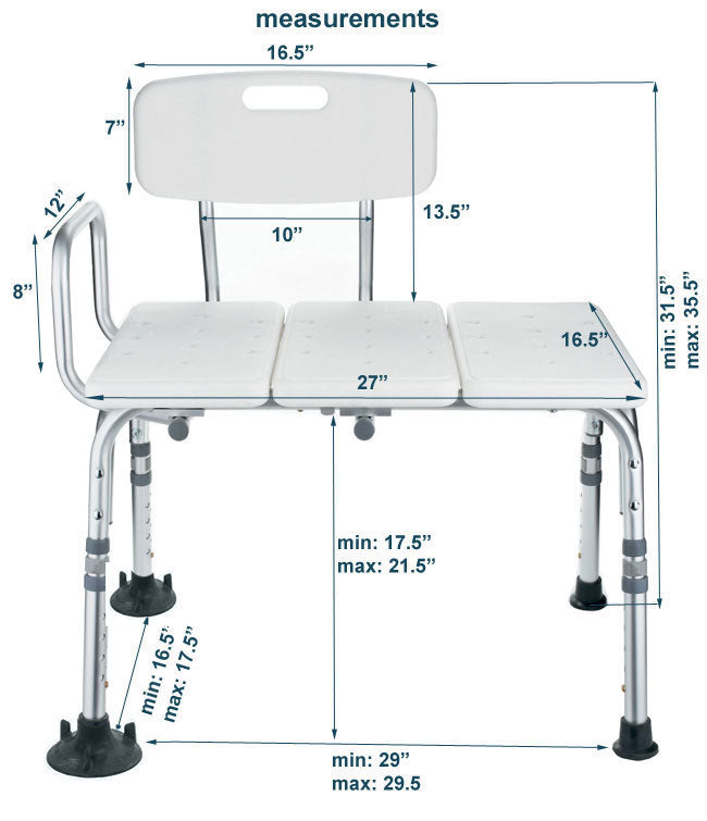 Transfer Bath Bench with Curtain Control: MHSBCS - Save On Medical