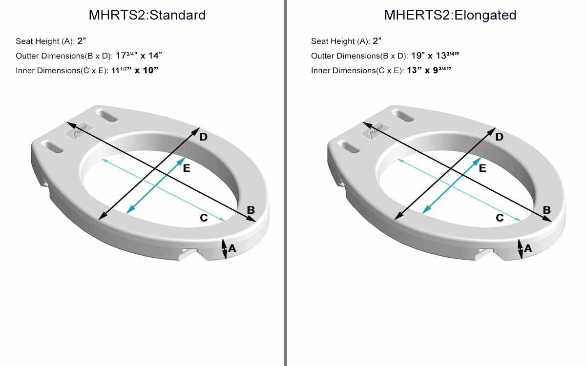 2” Raised Toilet Seat Standard/Elongated