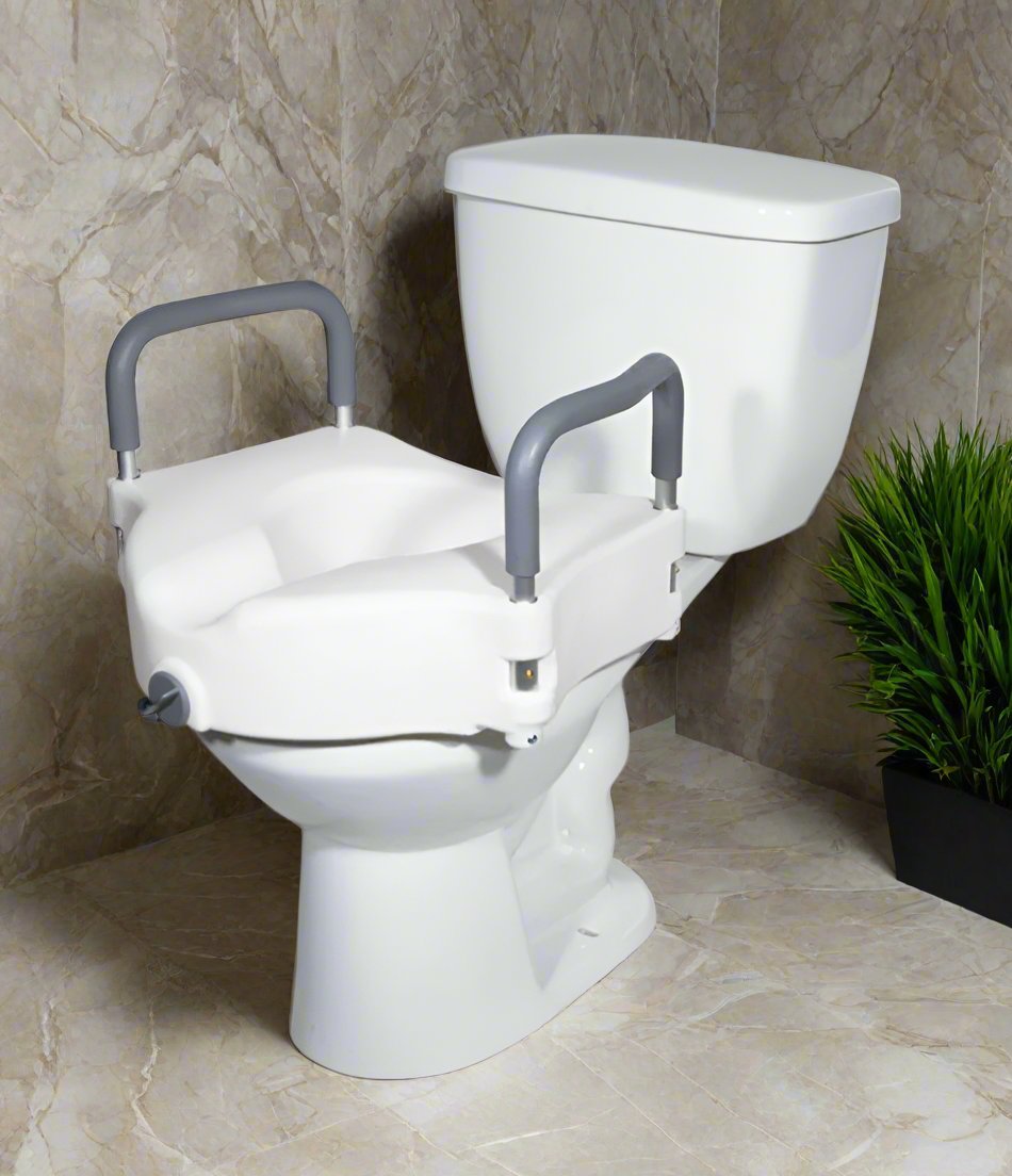 Locking Raised Toilet Seat with Removable Arms: MHLRTSA - Save On Medical