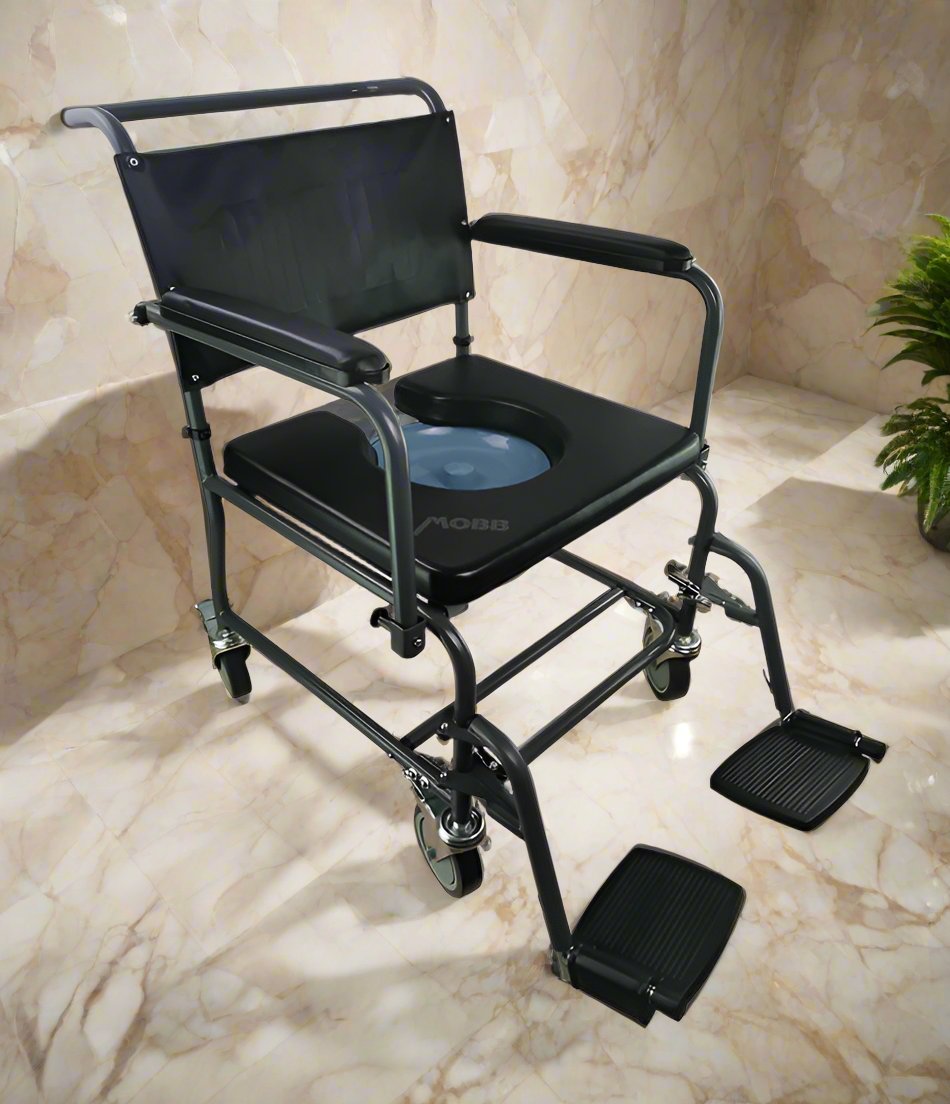 Padded Steel Commode Chair with Wheels II: MHSCMWII - Save On Medical