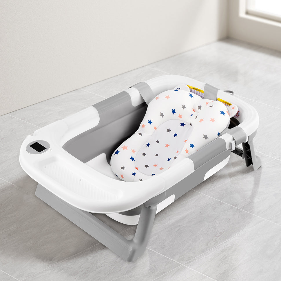 Foldable Baby Bath Tub with Temperature Display & Soft Pad