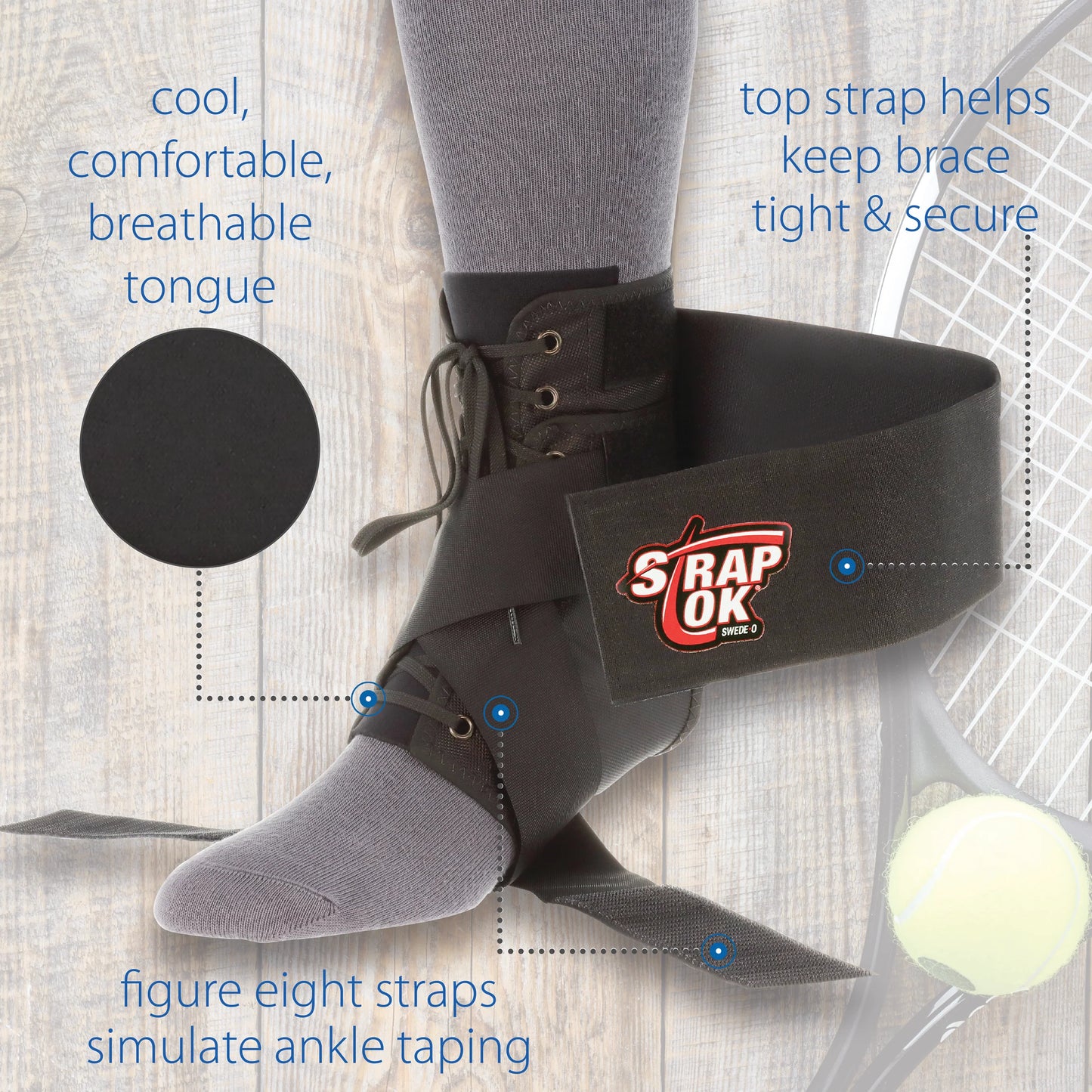 Swede-O Strap Lok Ankle Brace, 2211 BK  (XS-S-M-L-XL-2XL) - Save On Medical
