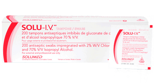 SOLU-I.V. 2% CHLORHEXIDINE GLUCONATE 70% ALCOHOL  SMALL SWABS