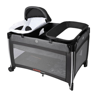 4-in-1 Foldable Baby Play Yard with Removable Cradle and Baby Changing Table - Save On Medical