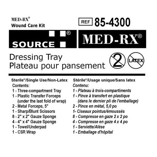 Wound Care Dressing Tray, Sterile, Latex-Free