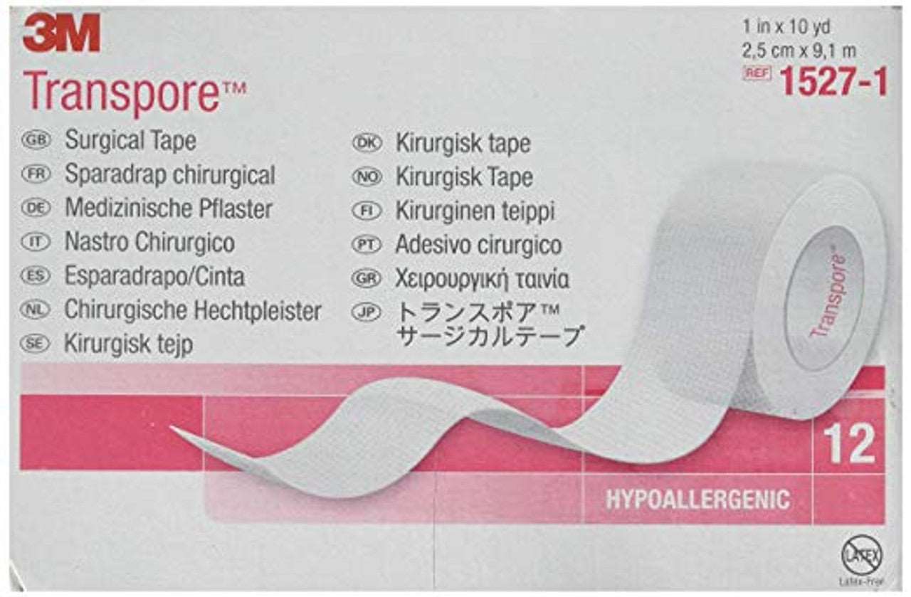 BX/12 TAPE TRANSPORE 1IN X 10YD CLEAR - Save On Medical