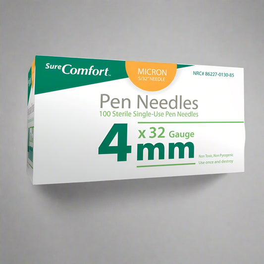 Sure Comfort Pen Needles 32G, 5/32in (4mm) - Box of 100