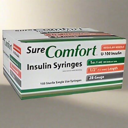 Sure Comfort Insulin Syringes 28G, 1/2in, 1cc- Bx 100