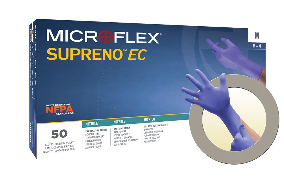 BX/50 SUPRENO EC NITRILE GLOVES VIOLET  5.5MIL, EXTENDED CUFF 11.6"