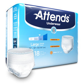 28149 Attends Underwear, Large, 44"-58" Waist, 4 Bags of 18