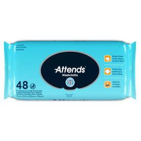 37489 Attends Unscented Washcloths 8.7" x 12.6" 12x48