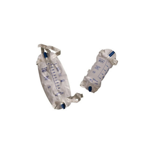 EA/1 URINARY LEG DRAINAGE BAG 1000mL W/ ROTARY DRAIN ANTI-REFLUX VALVE (2) FLEXIBLE STRAPS W/ BUTTONS & STEPPED CONNECTOR - Save On Medical