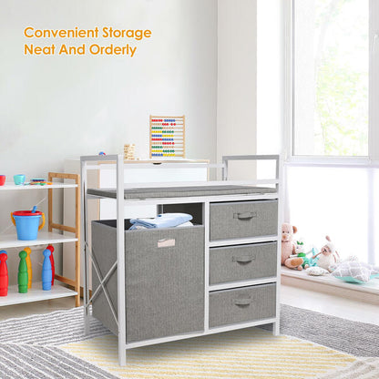 Baby Changing Table with Laundry Hamper and 3 Storage Drawers - Save On Medical