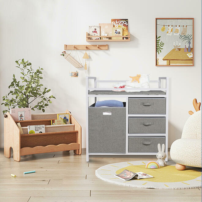 Baby Changing Table with Laundry Hamper and 3 Storage Drawers - Save On Medical