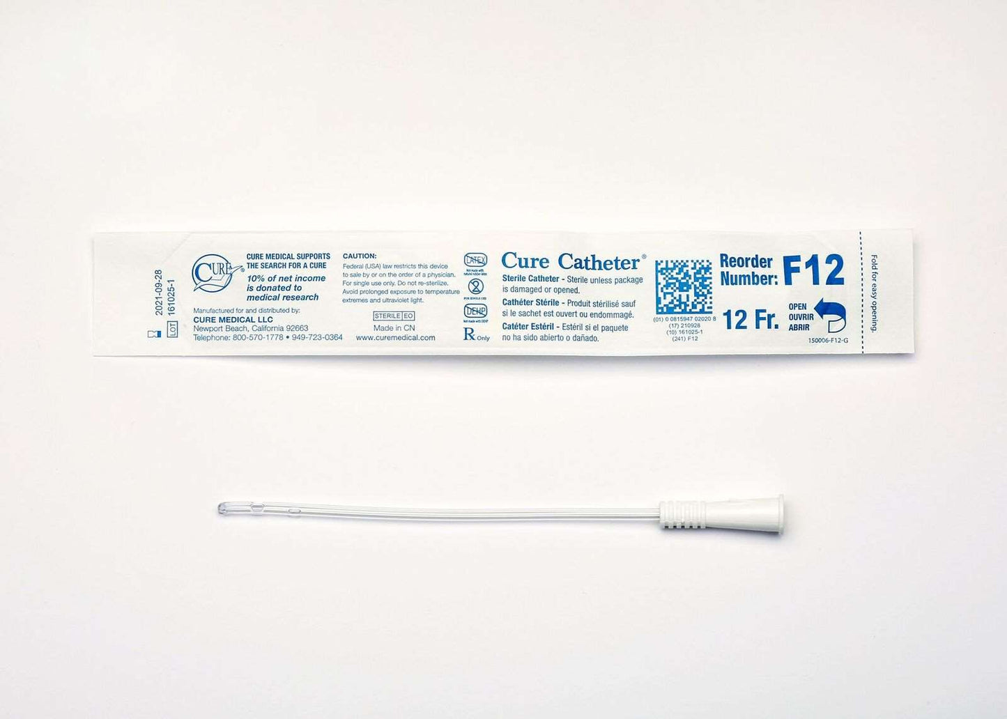 BX/30 CURE INTERMITTENT CATH FEMALE 12FR 6IN STRAIGHT TIP - Save On Medical