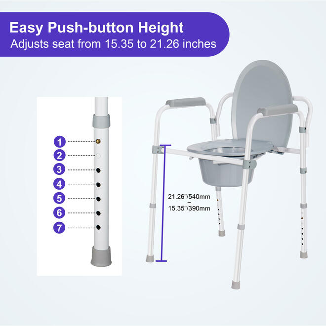 Commode Chair Aluminum alloy w. Bucket Height Adjustable - Save On Medical