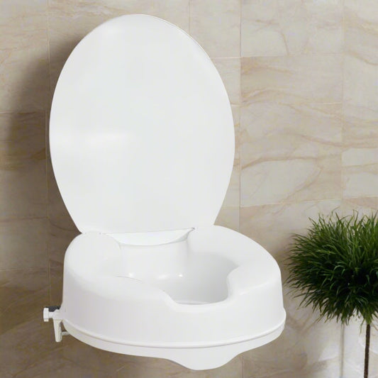 DM 770-626 Raised Toilet Seat with Lid, White, 4" - 1 Each - Save On Medical