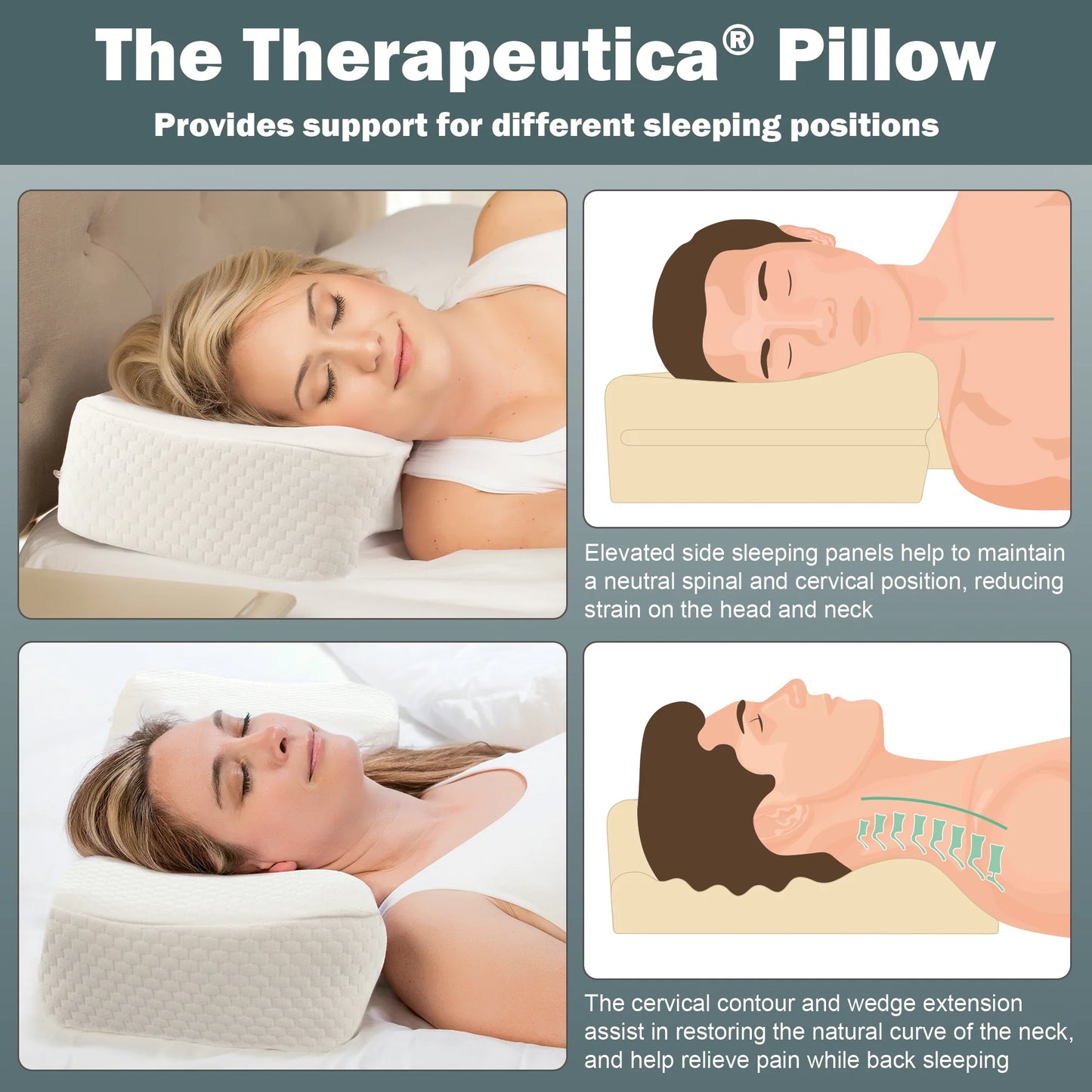 Therapeutica Cervical Sleeping Pillow,  X-Large