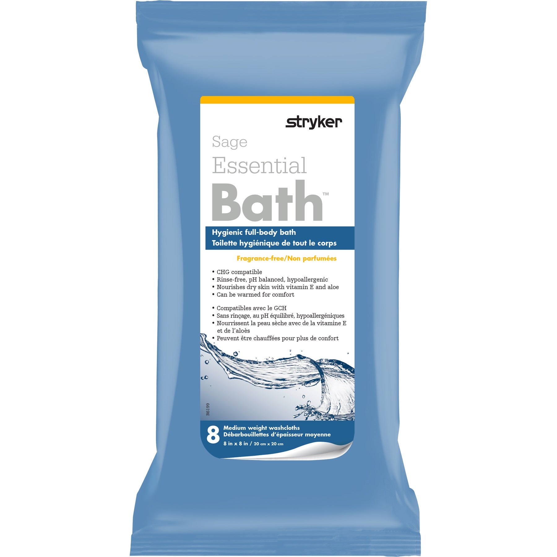 Essential Bath Washcloths, 8"x8", Vitamin E & Aloe
