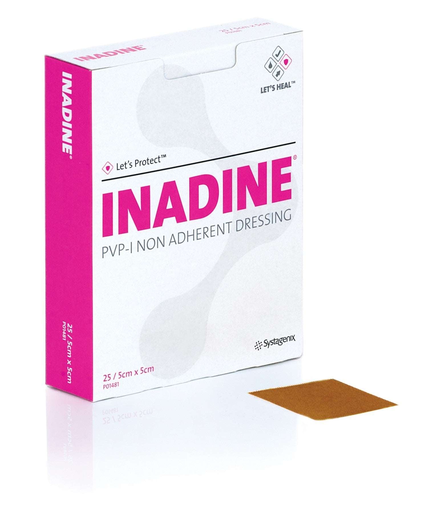 BX/25 INADINE PVP-I NON ADHERENT DRESSING 5CM X 5CM - Save On Medical