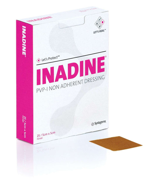 BX/25 INADINE PVP-I NON ADHERENT DRESSING 5CM X 5CM - Save On Medical