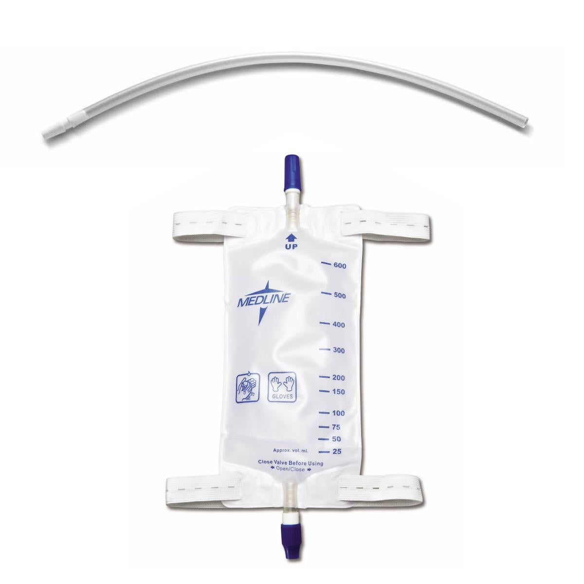 EA/1 URINARY LEG DRAINAGE BAG WITH ELASTIC STRAP, 18" EXTENSION TUBING, MEDIUM, 20OZ - Save On Medical