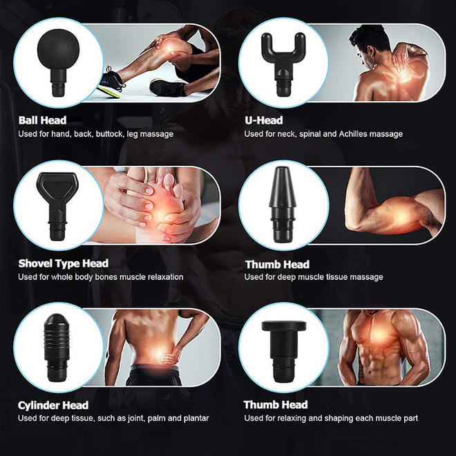 Muscle Percussion Fascia Gun with 6 Massage Heads - Save On Medical