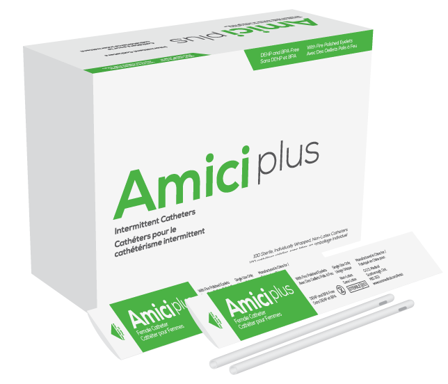 BX/100 Amici Plus Female Catheters, 14FR, 7"