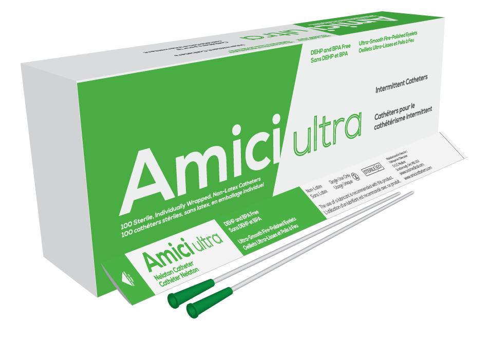BX/100 AMICI ULTRA MALE INTERMITTENT CATHETERS, SIZE 16FR 16IN