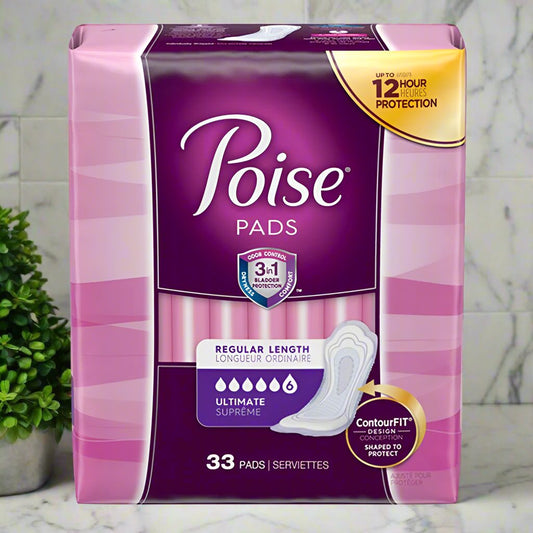 PKG/33 POISE ORIGINAL ULTIMATE REGULAR NON-WINGED PADS CONVENIENCE - Save On Medical