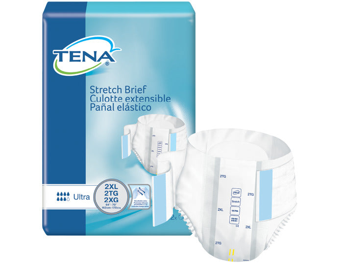 CS/2PKG (32/PKG) TENA STRETCH BARIATRIC BRIEF, 2X-LARGE  SIZE 64IN-70IN - Save On Medical