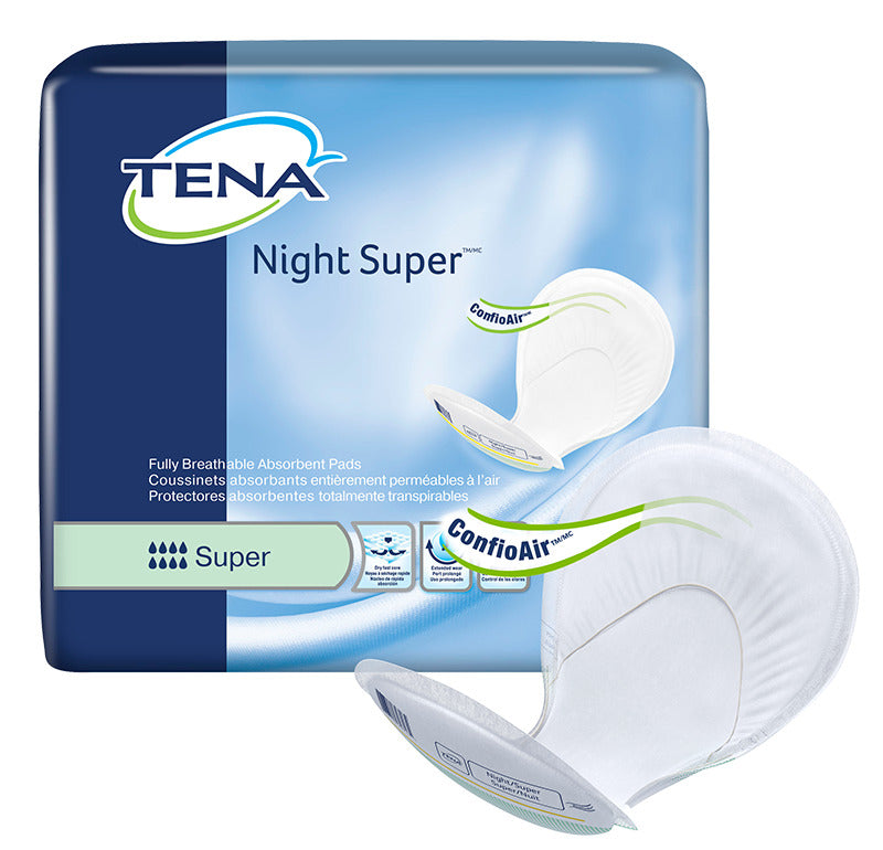 CS/2PKG (24/PKG)  TENA NIGHT SUPER PADS W/ WETNESS INDICATOR, GREEN - Save On Medical
