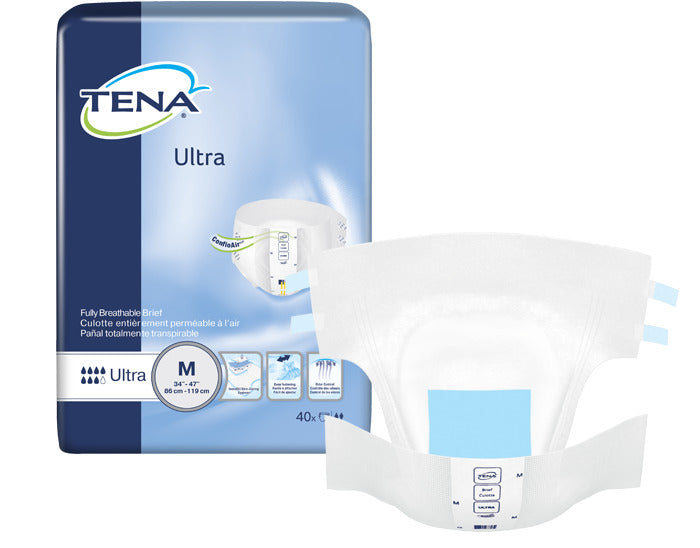 CS/2PKG (40/PKG)  TENA ULTRA BRIEF, MEDIUM SIZE 34IN-47IN, WHITE - Save On Medical