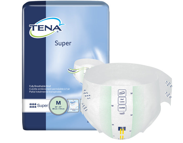 CS/2PKG (28/PKG)  TENA SUPER BRIEF, MEDIUM SIZE 34IN-47IN, GREEN - Save On Medical