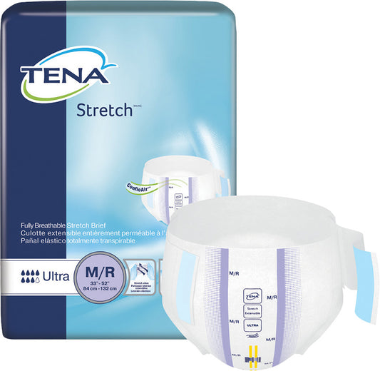 CS/2PKG (36/PKG) TENA STRETCH ULTRA BRIEF, MEDIUM/REGULAR  SIZE 33IN-52IN - Save On Medical
