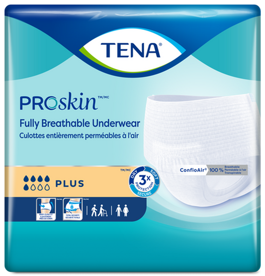 CS/4PKG (14/PKG)  TENA PROTECTIVE UNDERWEAR PLUS, X-LARGE SIZE 55" X 66" - Save On Medical