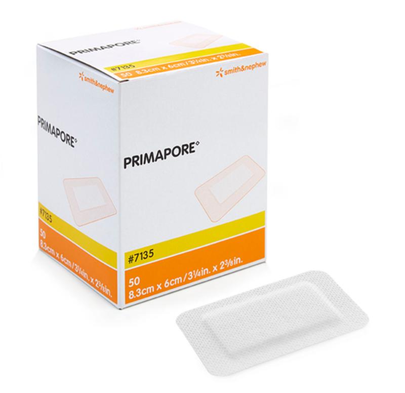 BX/50 PRIMAPORE LOW-ADHERENT POST-OP ISLAND DRESSING, SIZE 8.3CM X 6CM - Save On Medical