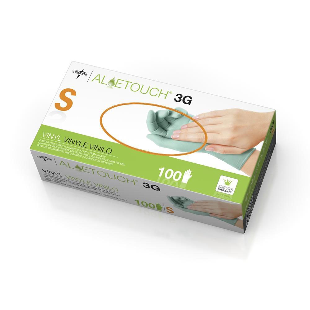 AloeTouch 3g, Synthetic Stretch Powder-Free Vinyl Glove with Aloe 100/Box - Save On Medical